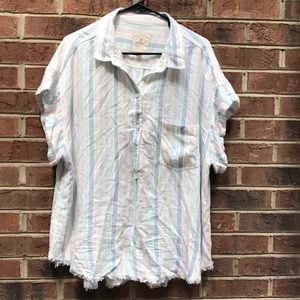 American Eagle super soft striped pastel blouse